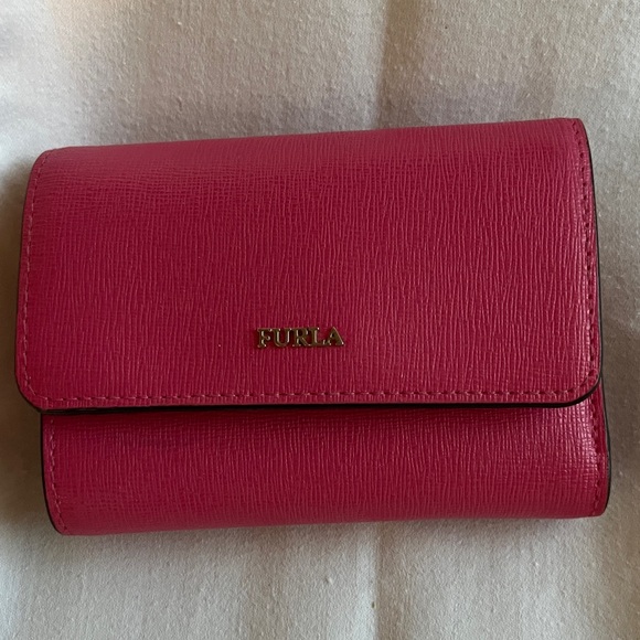 FURLA TRI- FOLD Women's Leather Wallet Pink - Picture 1 of 5